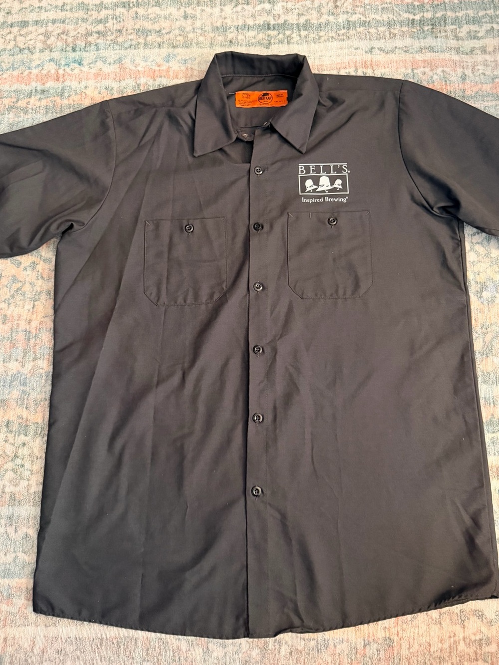 Bell’s Brewery Mechanic Shirt Red Kap Mens Large Full Back Graphic Grey
